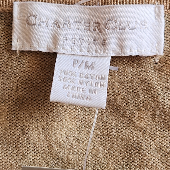 NWT Charter Club Cardigan Size Medium Petite Colors Brown Black & Tan - Picture 2 of 7